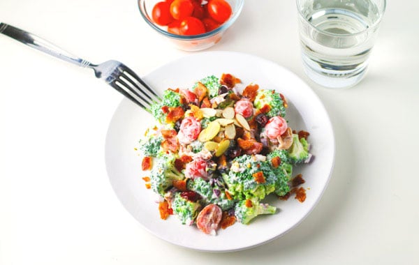 Healthy Broccoli Bacon Salad with Greek Yogurt Dressing