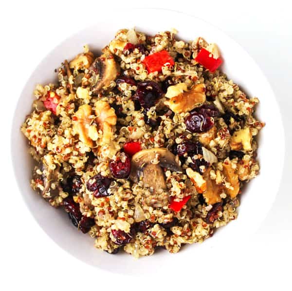 This Cranberry Walnut Quinoa Stuffing is super easy to make and perfect for Thanksgiving, it's a crowd favorite! It's also Gluten Free and Vegan! | Tastefulventure.com