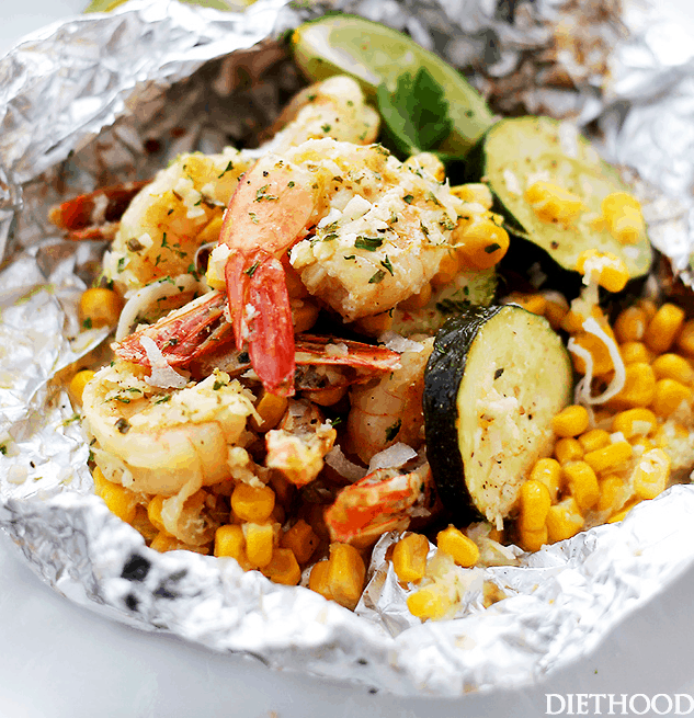 Grilled Coconut Lime Shrimp and Summer Veggies | 15 Easy Foil Packet Recipes