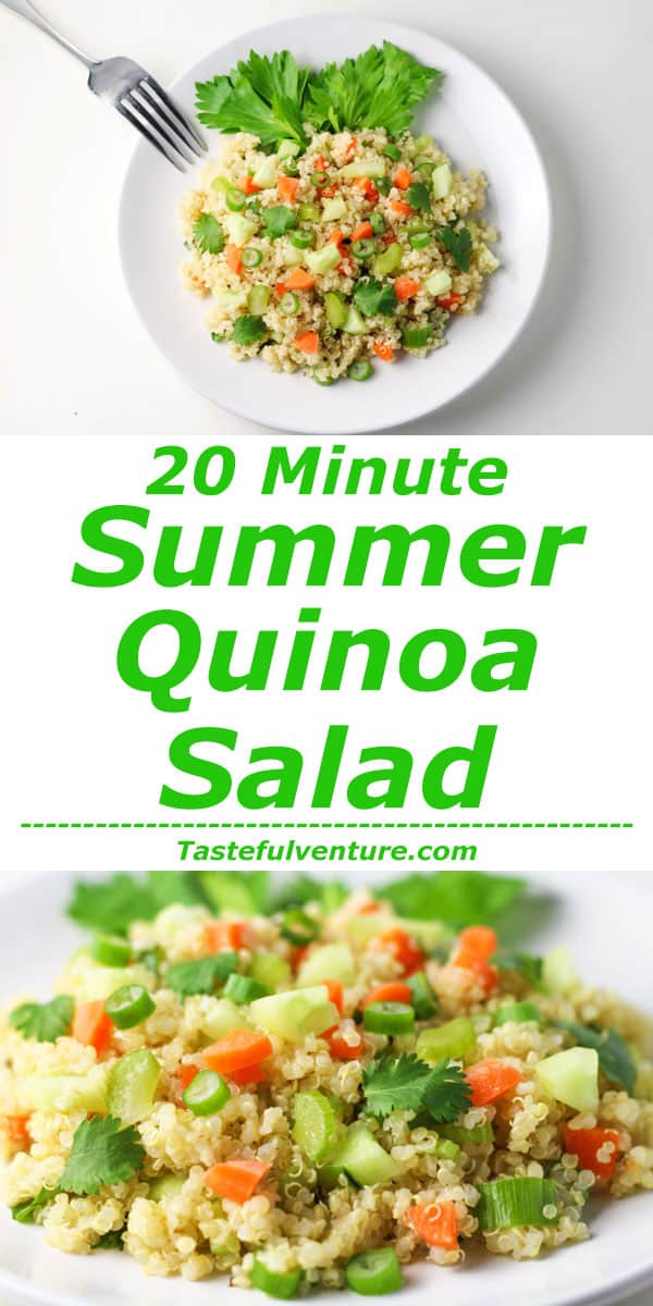 This 20 Minute Summer Quinoa Salad is healthy and easy salad to make, under 200 Calories! | Tastefulventure.com