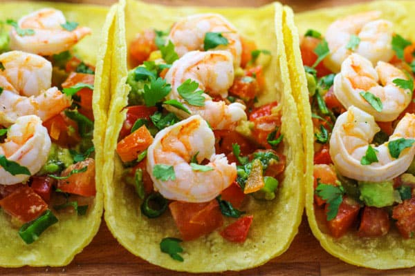 Baja Shrimp Tacos with Fiesta Avocado Salsa 