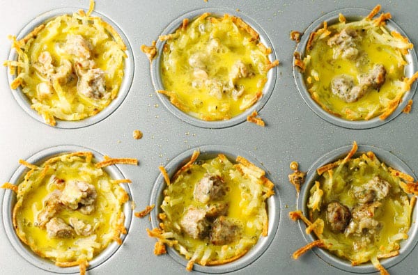 Sausage Egg and Cheese Hash Brown Cups 