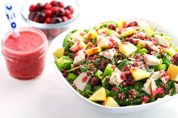 Leftover Turkey Quinoa Salad with Cranberry Vinaigrette 