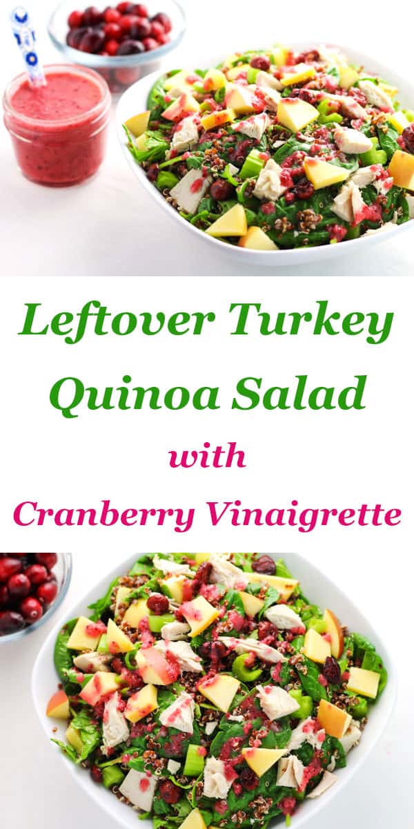 Leftover Turkey Quinoa Salad with Cranberry Vinaigrette