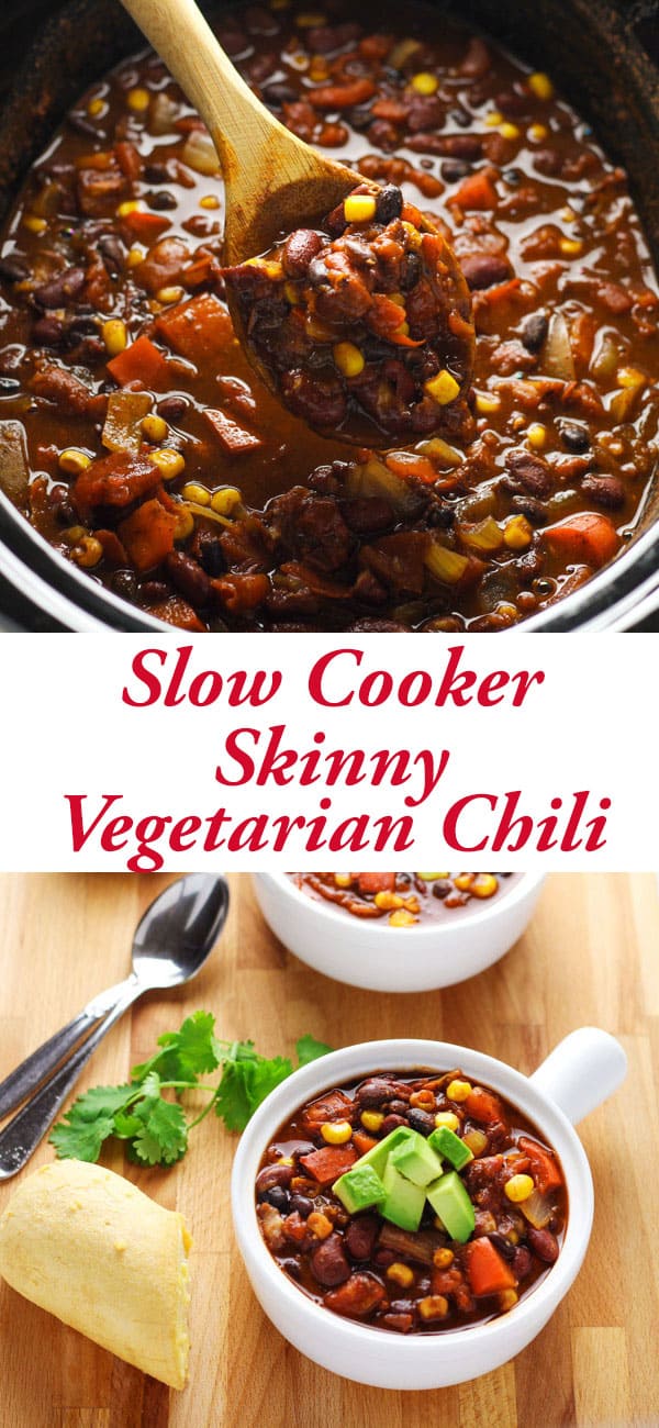 Slow Cooker Skinny Vegetarian Chili 