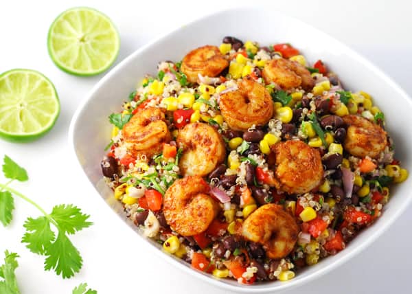 This Caribbean Shrimp Quinoa Salad is bursting with so much flavor! This is healthy, light, and Gluten Free!