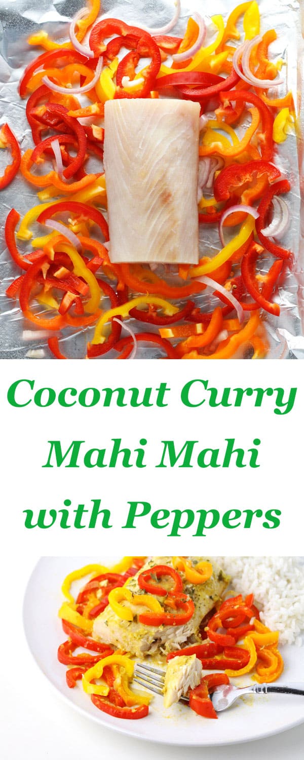 #ad Coconut Curry Mahi Mahi with Peppers ~ This is so easy, just add everything to a foil packet and bake or grill! The fish comes out perfectly flaky and full of flavor with the Peppers and Coconut Curry sauce! | Tastefulventure.com made in partnership with @freshfromflorida #IC #FreshFromFlorida