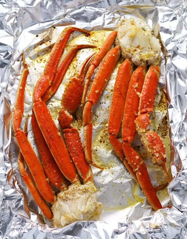 Snow Crab brushed with a garlic butter sauce and seasonings baked in 10 minutes. They come out absolutely perfect every time! 