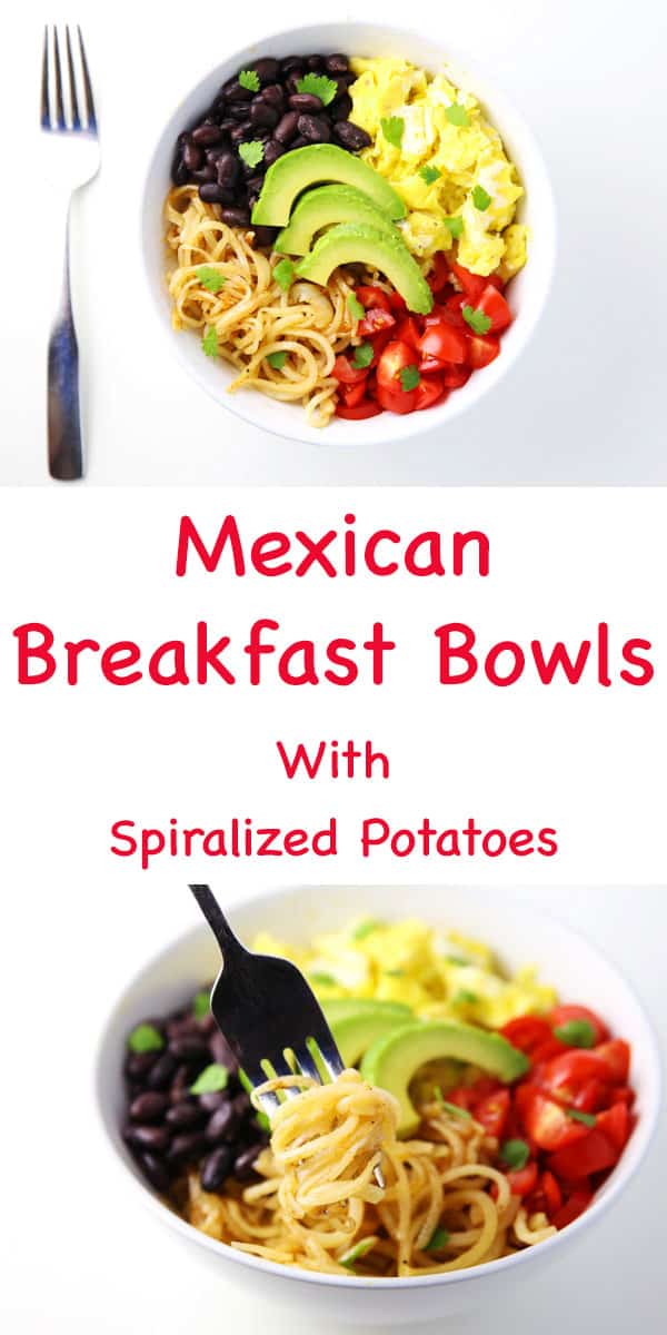 #ad These Mexican Breakfast Bowl With Spiralized Potatoes are so delicious, every bite is bursting with flavor! | Tastefulventure.com made in partnership with @PotatoGoodness #BeholdPotatoes