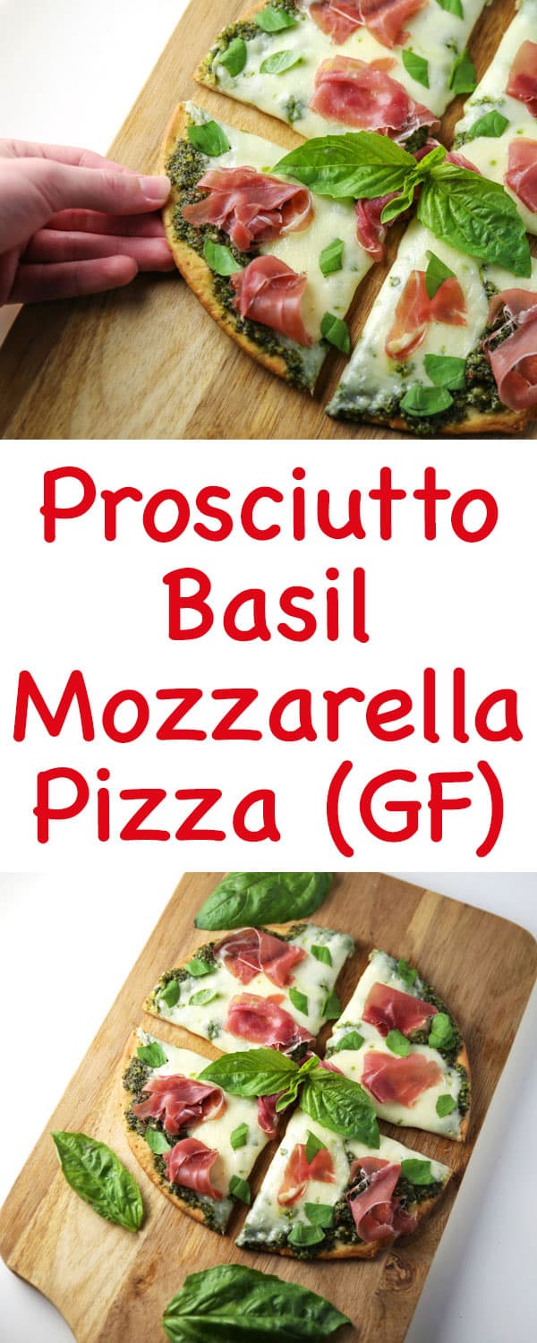 This Prosciutto Basil Buffalo Mozzarella Pizza (Gluten Free) is super easy to make and so full of flavor! This will be your new favorite Pizza!