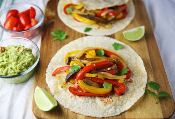 These Veggie Fajita Tacos are super easy to make, filling, and loaded with flavor!