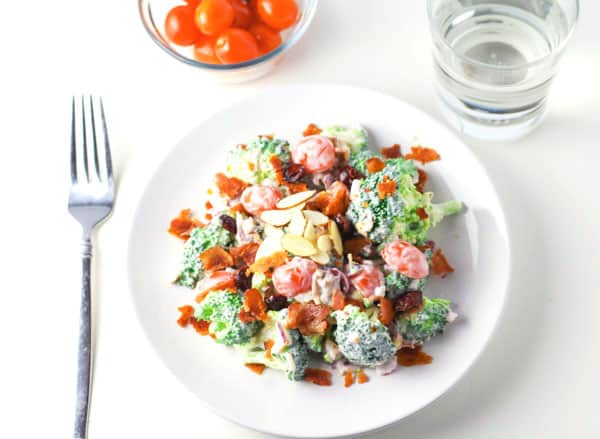Healthy Broccoli Bacon Salad with Greek Yogurt Dressing