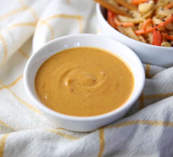 Spicy Peanut Sauce in a bowl