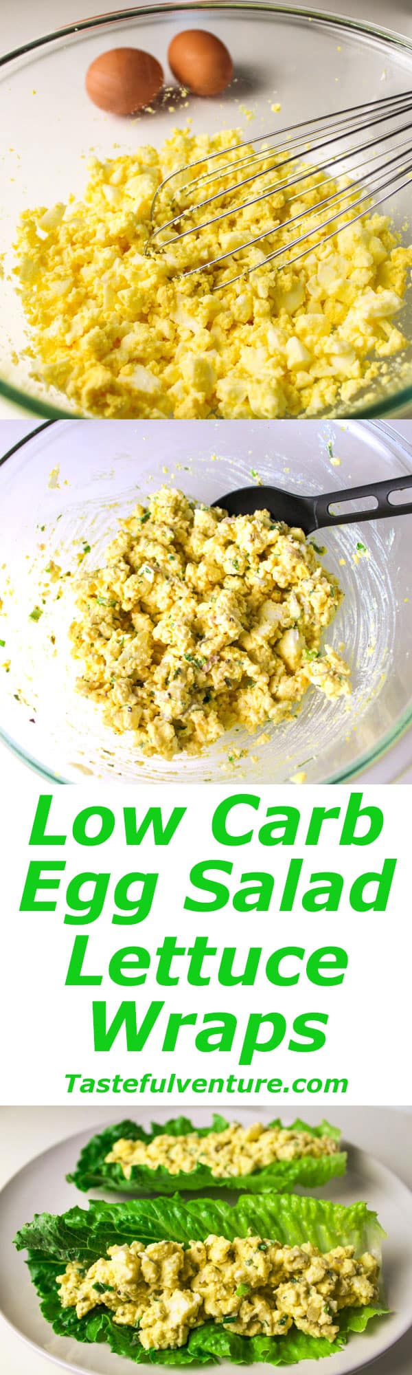 These Low Carb Egg Salad Lettuce Wraps are Gluten Free and super easy to make. | Tastefulventure.com