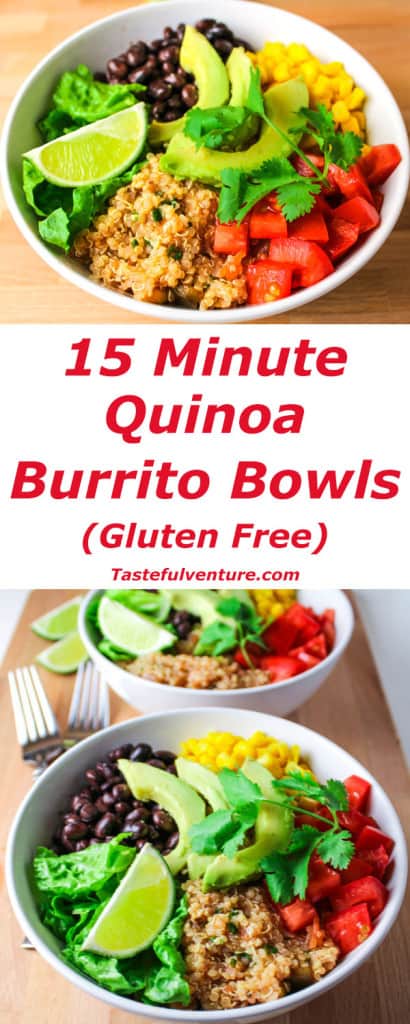 15 Minute Quinoa Burrito Bowls - Tastefulventure