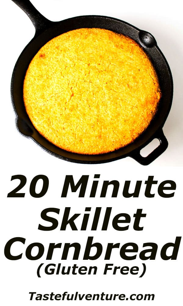20 Minute Skillet Cornbread (Gluten Free) that is super easy to make and is so addicting! | Tastefulventure.com