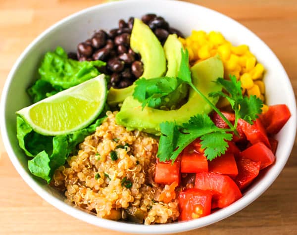 Meal-Prep Vegetarian Quinoa Burrito Bowls - Simply Quinoa