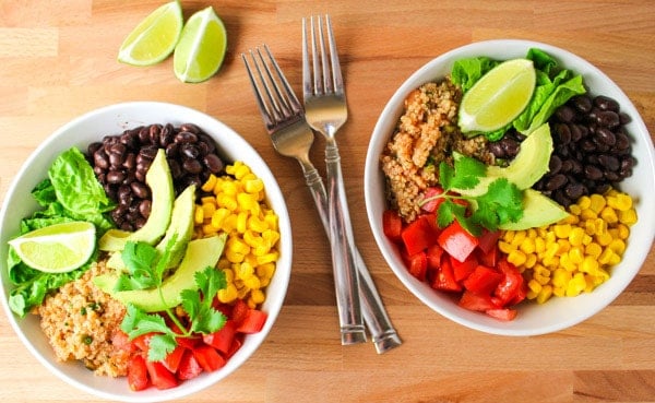 Meal-Prep Vegetarian Quinoa Burrito Bowls - Simply Quinoa