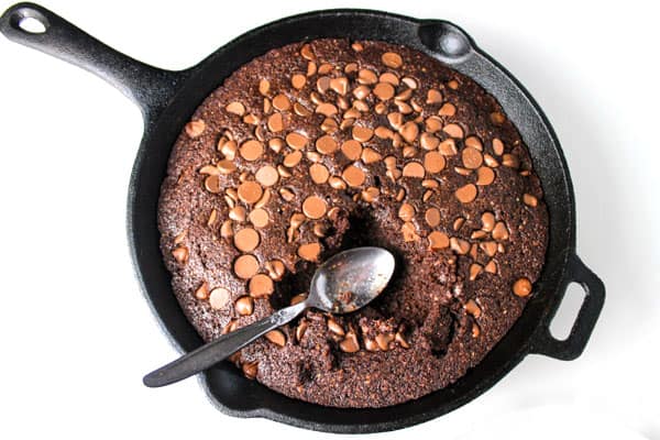 spoon in brownie skillet