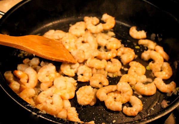 Cooking the shrimp
