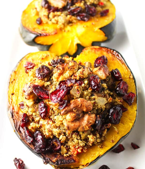 Roasted Acorn Squash with Cranberry Walnut Quinoa Stuffing ...