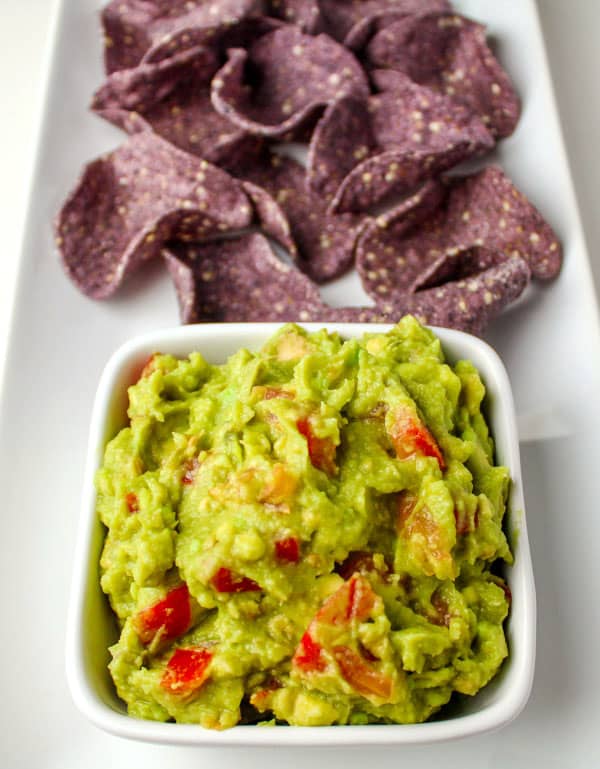 Super Easy Guacamole with chips
