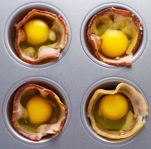 bacon and eggs in muffin tin
