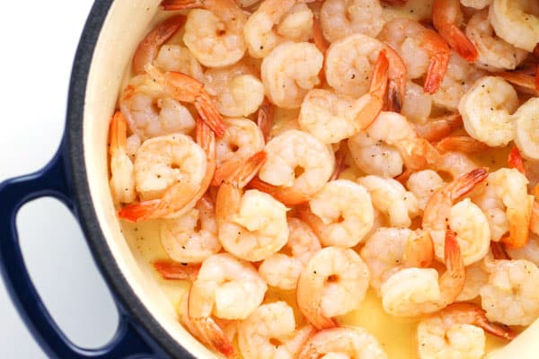 cooked shrimp in pot