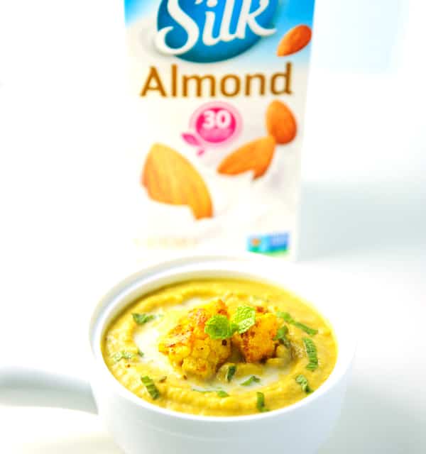 #ad This Turmeric Cauliflower Soup is so creamy and delicious! This is Dairy Free, Gluten Free, and Vegan. | Tastefulventure.com made in partnership with @Walmart and @lovemysilk #SameSilkySmoothTaste
