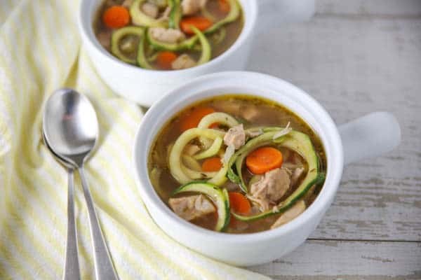 Turkey Zoodle Soup in a bowl