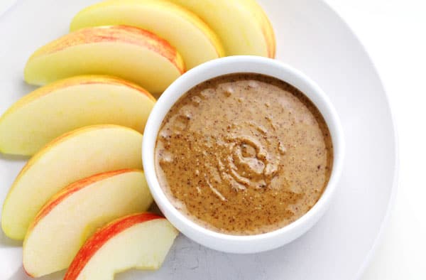 Almond Butter and Tahini Snack Dip ~ This is such and easy peasy dip to make and is the perfect healthy snack!