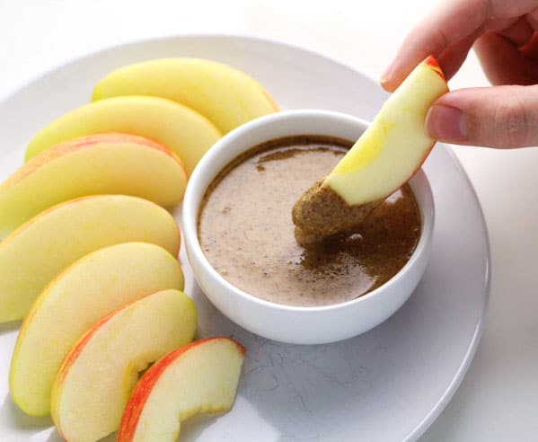 Almond Butter and Tahini Snack Dip ~ This is such and easy peasy dip to make and is the perfect healthy snack!