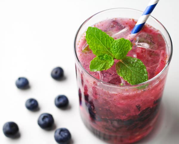 blueberry mojito in a glass