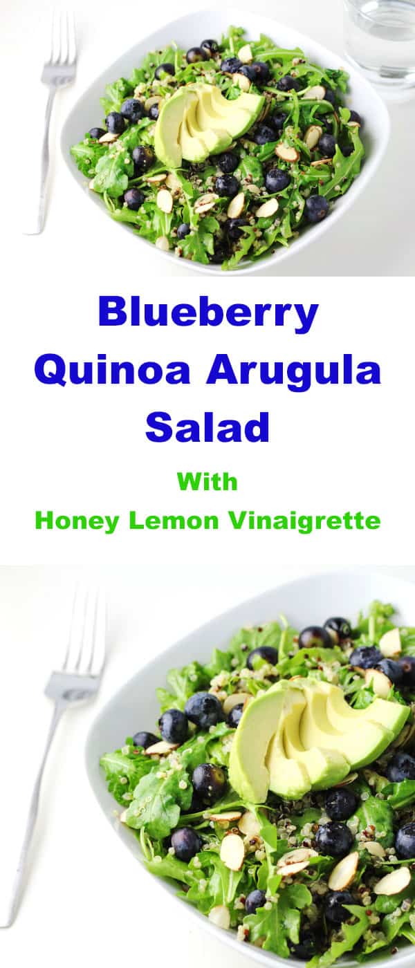 Blueberry Quinoa Arugula Salad with Honey Lemon Vinaigrette