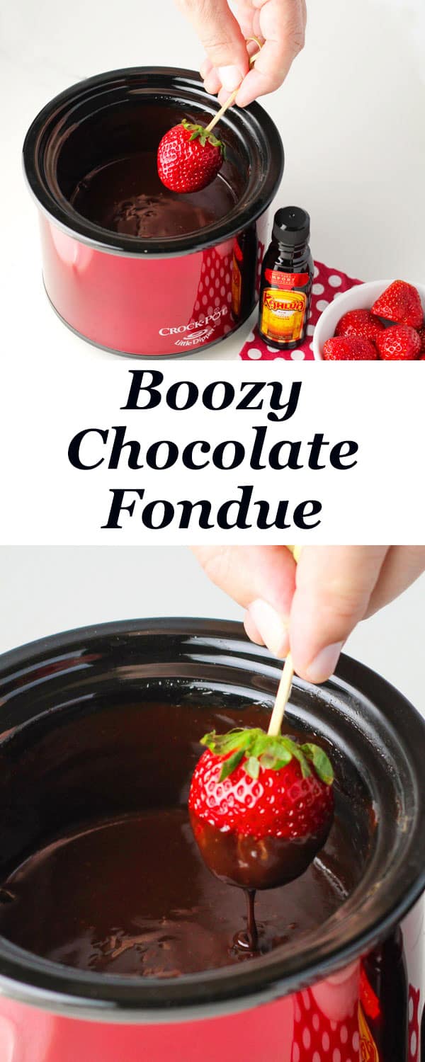 Boozy Chocolate Fondue, this is perfect for date night at home or even Valentine's Day!