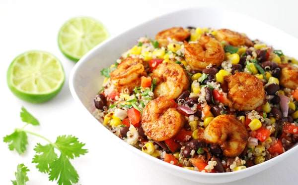 This Caribbean Shrimp Quinoa Salad is bursting with so much flavor! This is healthy, light, and Gluten Free!