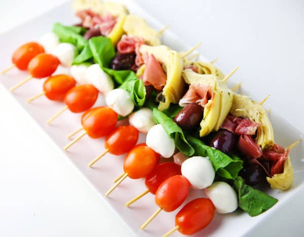 These Easy Antipasto Skewers can be put together at the last minute and are perfect for any party!