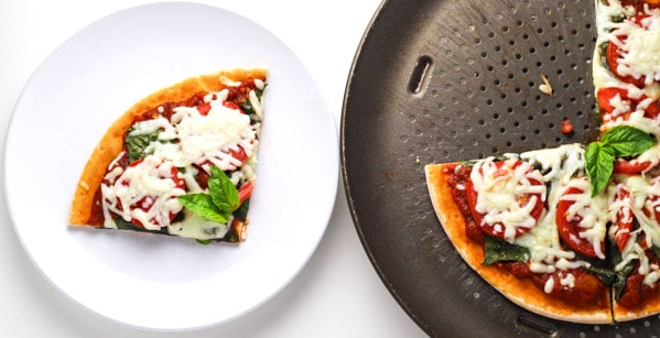This Easy Margherita Pizza is Gluten Free and tastes so delicious! Only 5 ingredients needed!