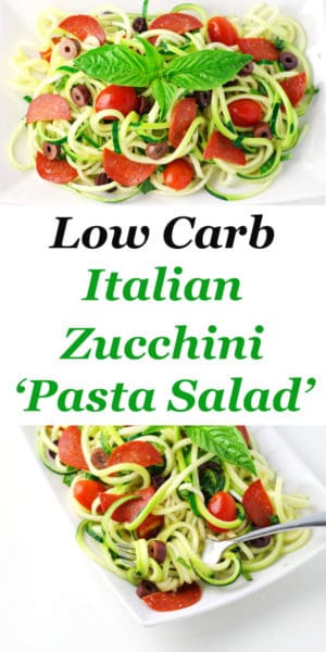 Low Carb Italian Zucchini Pasta Salad - Tastefulventure