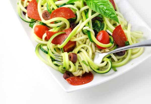 Low Carb Italian Zucchini Pasta Salad - Tastefulventure