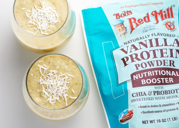 #ad This Mango Coconut Vanilla Protein Smoothie is packed full of protein! This is so smooth, creamy and delicious. Plus it's Gluten Free, Vegan, and Dairy Free! | Tastefulventure.com made in partnership with @Bob'sRedMill 