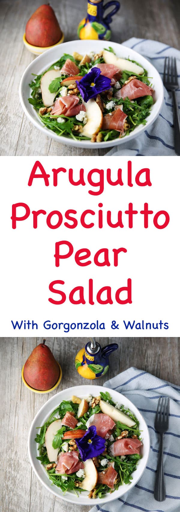 This Arugula Prosciutto Pear Salad with Gorgonzola and Walnuts has the perfect harmony of flavors! This probably one of the most delicious salads I've ever had!