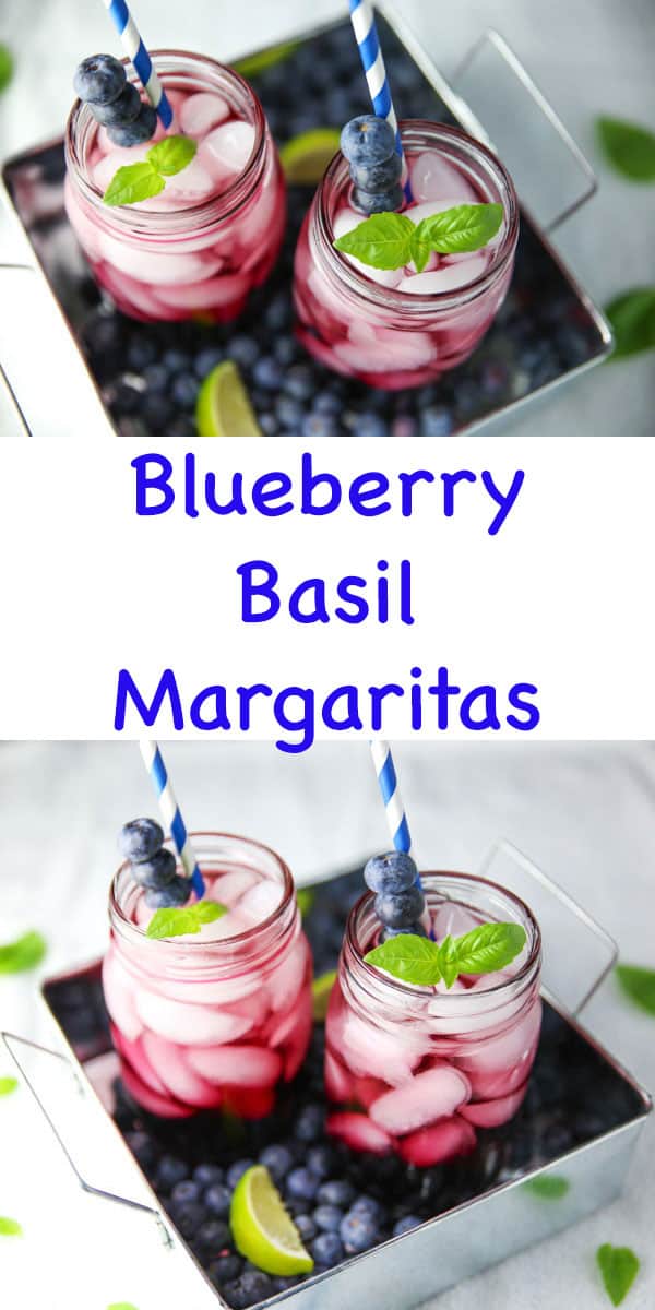 These Blueberry Basil Margaritas are so delicious and refreshing! This will be your new favorite cocktail!