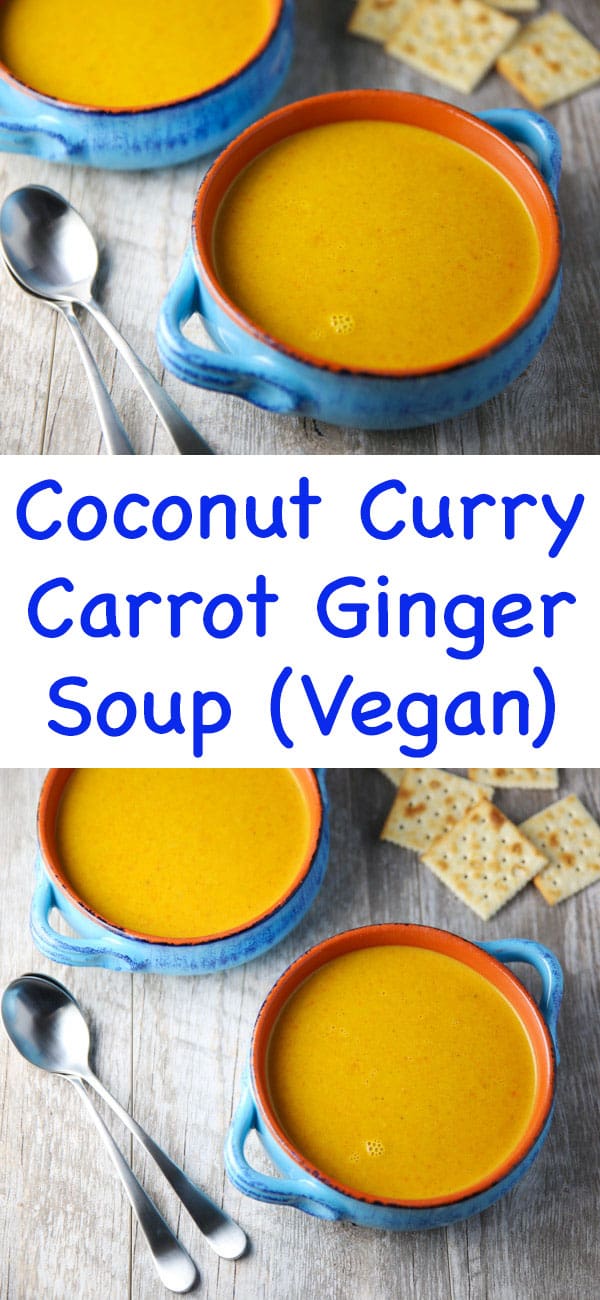 This Coconut Curry Carrot Ginger Soup is super easy to make and is loaded with flavor! Plus it's Vegan and Gluten Free!