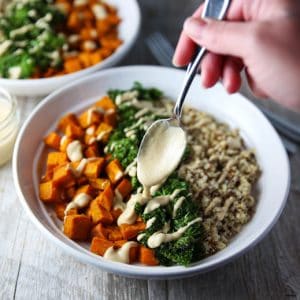 Turmeric sweet potato kale quinoa bowls