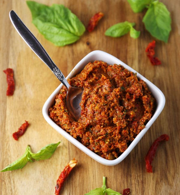 Sun-Dried Tomato Pesto in a bowl