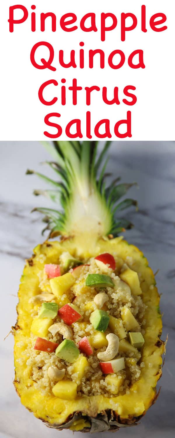 This Pineapple Quinoa Citrus Salad is super easy to make and is bursting with flavors! It's great as a side dish or as a meal!