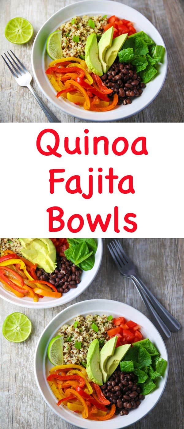 #ad These Quinoa Fajita Bowls come together in less than 30 minutes and are loaded with flavor! This is a great #Vegetarian #GlutenFree option for Mexican night! #FollowTheFresh #IC