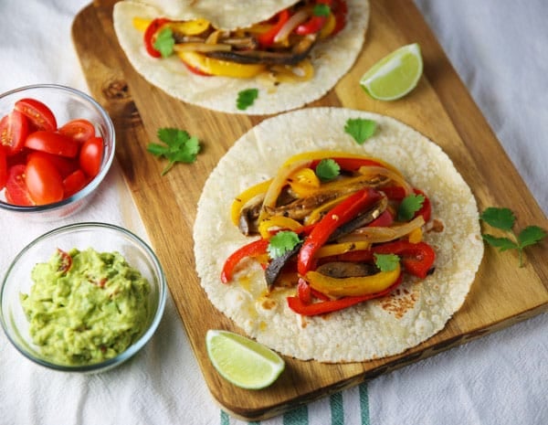 These Veggie Fajita Tacos are super easy to make, filling, and loaded with flavor!