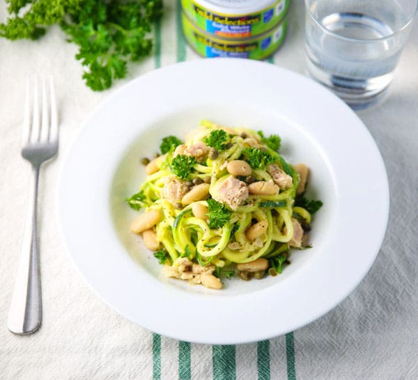 Zucchini Noodles with Tuna and Cannellini Beans